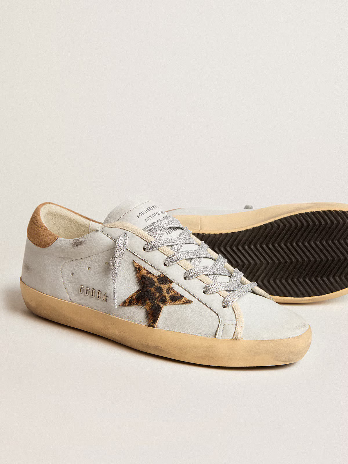 GGDB - Super-Star pour femme en nappa avec étoile en cuir façon poulain et contrefort en daim