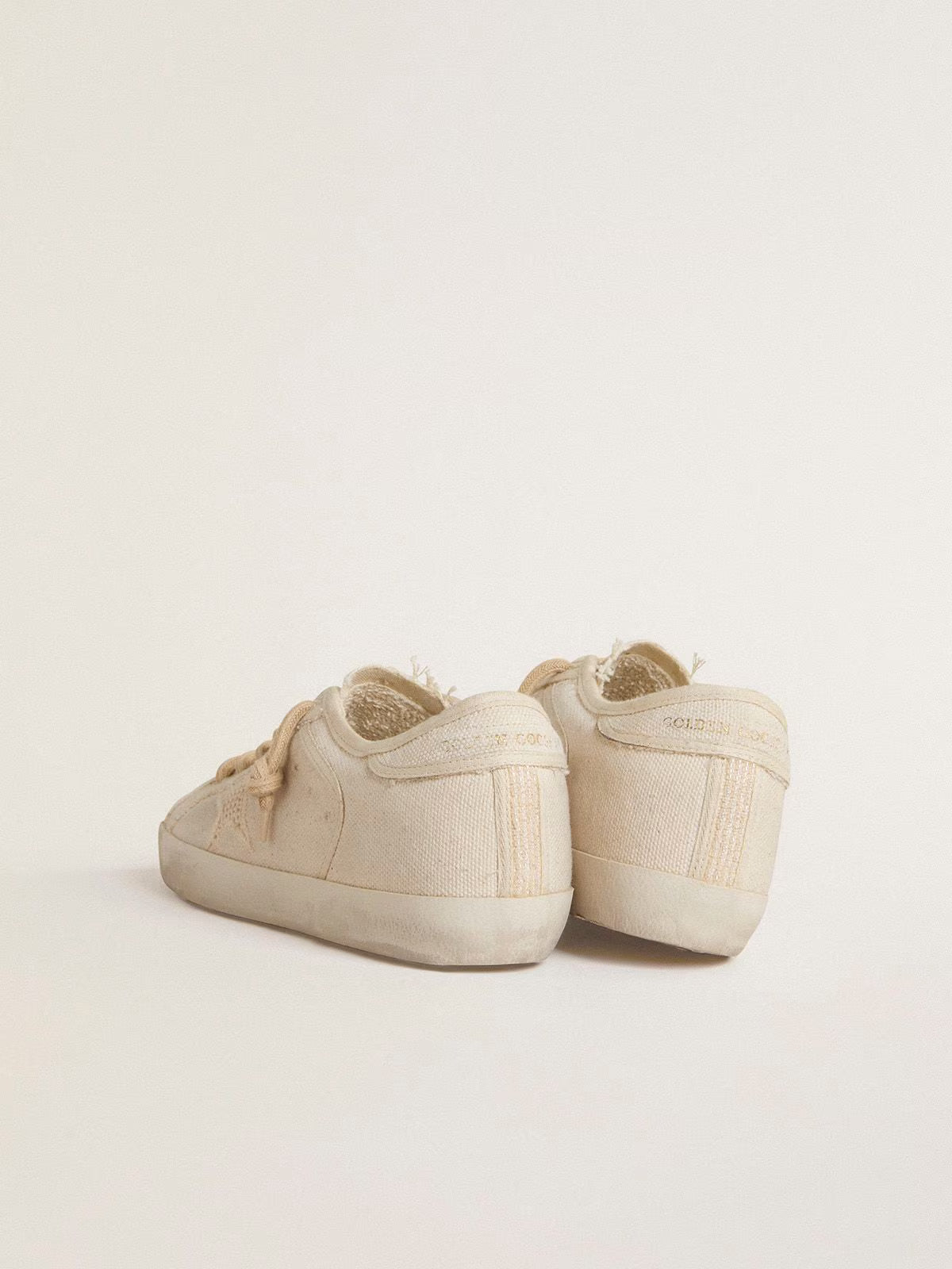 GGDB - Super-Star pour femme en toile blanc perlé avec étoile effet résille ton sur ton